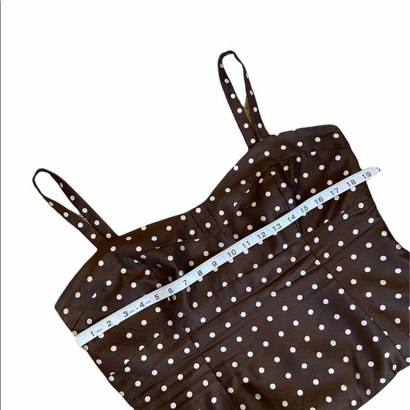 ETCETERA Silk Brown Polka Dot Bustier Tank Top 14 - Picture 6 of 7
